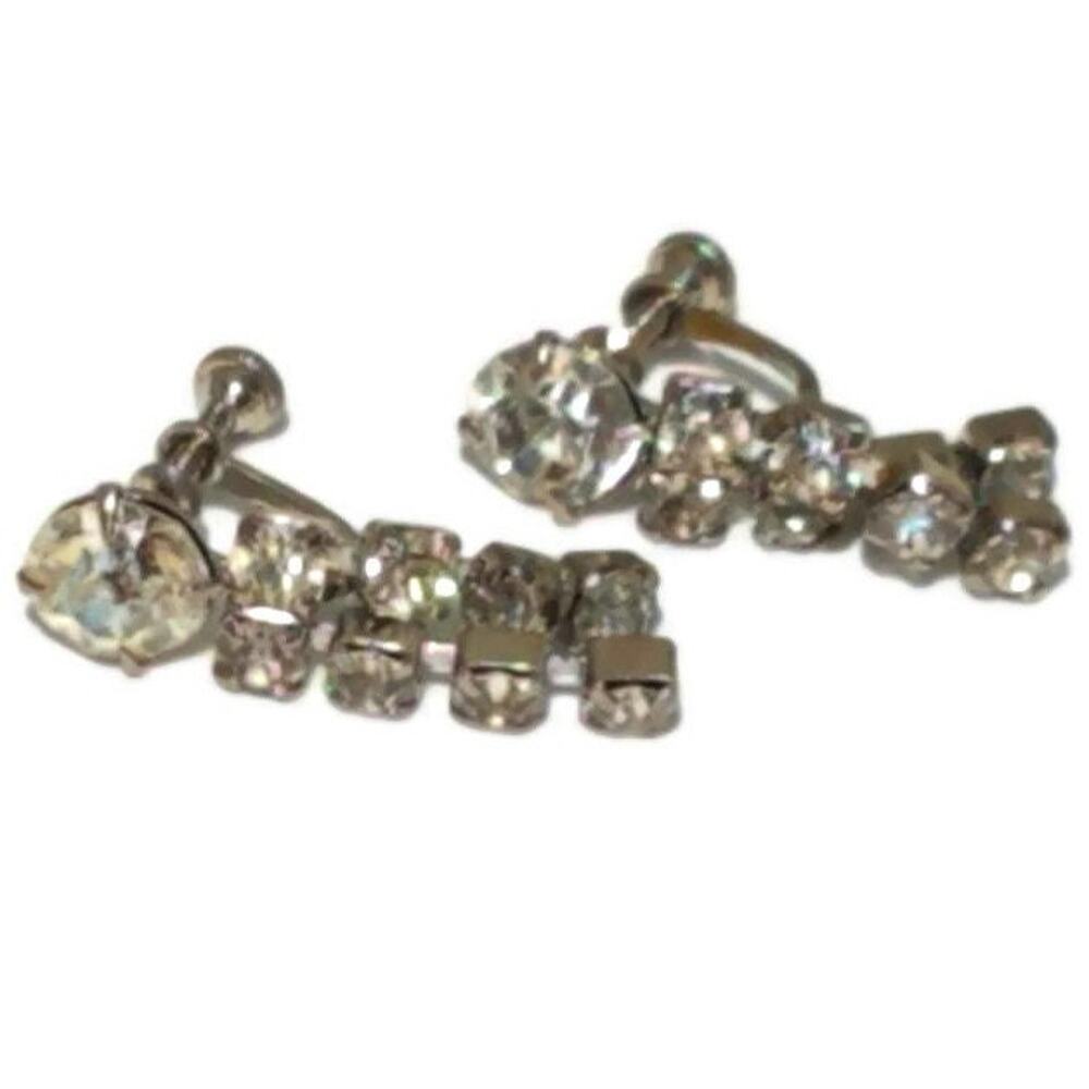 Clip On Earrings, Vintage Rhinestone Clip-on Earrings,